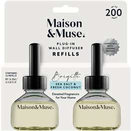 Maison & Muse Plug In Wall Diffuser Refills Coconut & Sea Salt Brigette 20mL x 2 pack