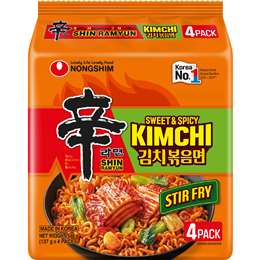 Nongshim Shin Ramyun Sweet & Spicy Kimchi Stir Fry 4 pack