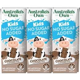 Australia's Own Kids No Sugar Added Milk Poppers Chocolate 200mL x 6 pack