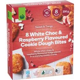 Woolworths White Choc & Raspberry Flavoured Cookie Dough Bites 8 pack