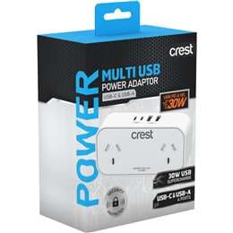 Crest Multi USB Power Adaptor USB-C & USB-A each