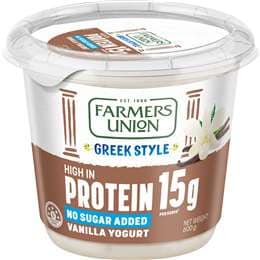 Farmers Union Greek Style High Protein Yoghurt Vanilla 600g