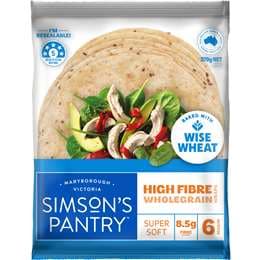 Simson's Pantry Wise Wheat Wholegrain Wrap 6 pack