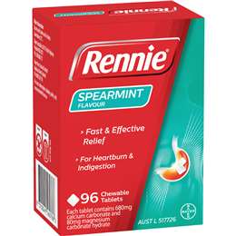 Rennie Antacid Tablets Spearmint 96 pack