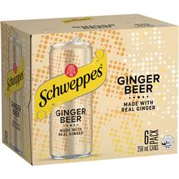 Schweppes Ginger Beer Soft Drink Mixer Mini Cans 250mL x 6 pack