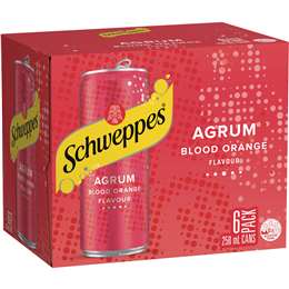 Schweppes Agrum Blood Orange Soft Drink Mixer Mini Cans 250mL x 6 pack