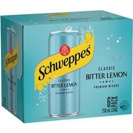 Schweppes Classic Bitter Lemon Premium Mixer Mini Cans 250mL x 6 pack