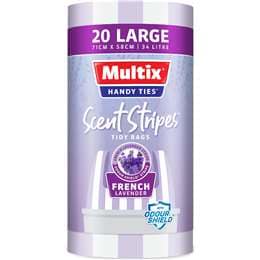 Multix Handy Ties Scent Stripes Tidy Bags French Lavender Large 20 pack