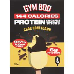GYMBOD Protein Dessert Sticks Choc Honeycomb 4 pack 360mL