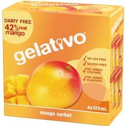 Gelativo Mango Sorbet Cups 125mL x 4 pack