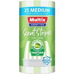 Multix Handy Ties Scent Stripes Tidy Bags Tahitian Lime Medium 25 pack