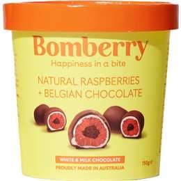Bomberry Frozen Milk & White Chocolate Raspberries 150g