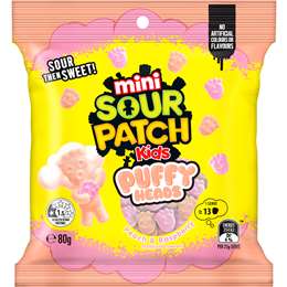 Sour Patch Kids Mini Puffy Heads Peach & Raspberry 80g