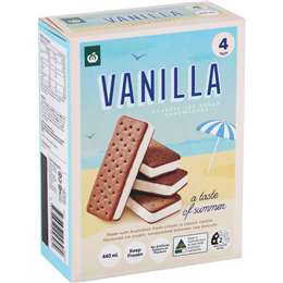 Woolworths Vanilla Ice Cream Sandwich 440mL 4 pack
