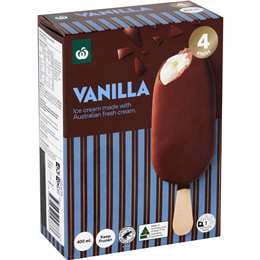 Woolworths Vanilla Ice Cream Sticks 440mL 4 pack