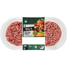 Woolworths 2 Big A Angus Beef Burgers 350g