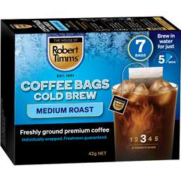 Robert Timms Cold Brew Medium Roast Coffee Bags 7 pack