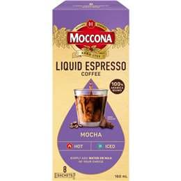 Moccona Liquid Coffee Concentrate Sachets Espresso Mocha 8 pack
