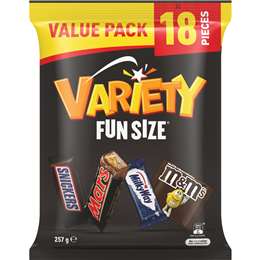 Mars Variety Fun Size Chocolate Bars 257g 18 pack