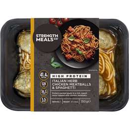 Strength Meals Co Italian Herb Chicken Meatballs & Spaghetti 350g