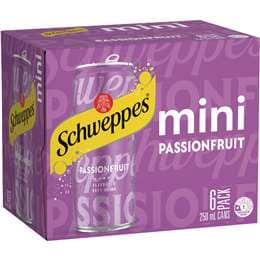 Schweppes Passionfruit Mini Soft Drink Cans 250mL x 6 pack