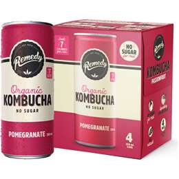 Remedy Pomegranate Kombucha 250mL x 4 pack