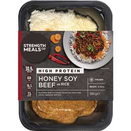 Strength Meals Co Honey Soy Beef With Rice High Protein 350g