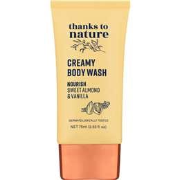 Thanks To Nature Creamy Body Wash Nourish Sweet Almond & Vanilla Mini 75mL