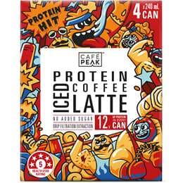 Cafe Peak Protein Iced Coffee Latte Cans 240mL x 4 pack