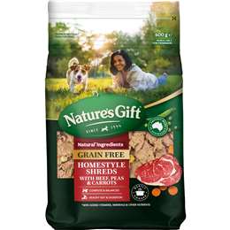 Nature's Gift Chilled Dog Food Grain Free Homestyle Shreds Beef 600g