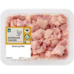Woolworths RSPCA Approved Chicken Leg Fillets Diced 500g