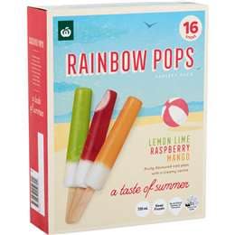 Woolworths Rainbow Pops Rainbow 720mL 16 pack