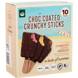 Woolworths Choc Coated Crunchy Sticks 748mL 10 pack