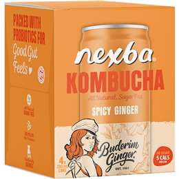 Nexba Buderim Ginger Spicy Kombucha 330mL x 4 pack