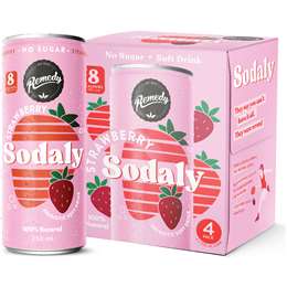 Remedy Sodaly Strawberry Cans 250mL x 4 pack