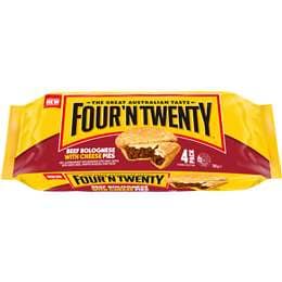 Four'N Twenty Beef Bolognese Cheese Pie 4 pack