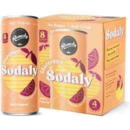 Remedy Sodaly Grapefruit Prebiotic Soft Drink Cans 250mL x 4 pack