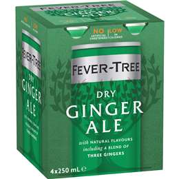 Fever-Tree Dry Ginger Ale Cans 250mL x 4 pack
