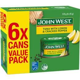 John West Tuna With Lemon & Cracked Pepper Value 95g x 6 pack