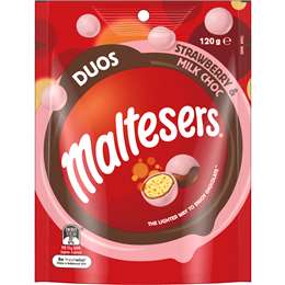 Maltesers Duos Strawberry & Milk Choc Share Bag 120g