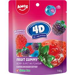Amos 4D Fruit Gummy Berry Bursts 140g