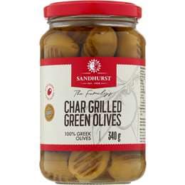 Sandhurst Char Grilled Green Olives 340g