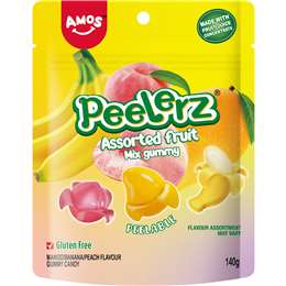 Amos Peelerz Assorted Fruit Mix Lollies 140g