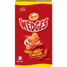 Thins Wedges Potato Chips Sweet Chilli & Sour Cream 120g