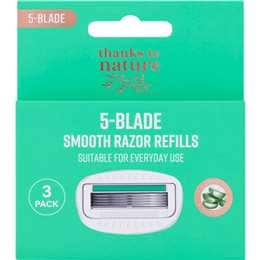 Thanks To Nature 5-Blade Smooth Razor Refill 3 pack