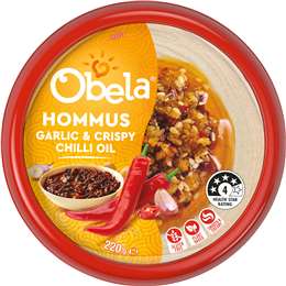 Obela Hommus Garlic & Crispy Chili Oil Dip 220g