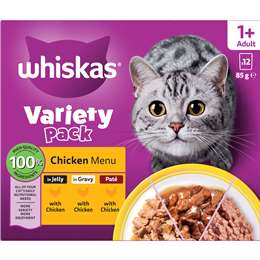 Whiskas Variety Chicken Menu Adult 1+ Wet Cat Food 85g x 12 pack