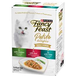 Fancy Feast Petite Delights Shredded Cat Food Chicken Beef & Tuna 40g x 6 pack