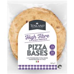 Toscano High Fibre Protein Pizza Bases 360g 2 pack