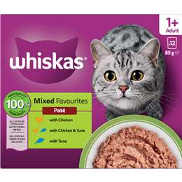 Whiskas Pate Chicken Adult 1+ Wet Cat Food 85g x 12 pack